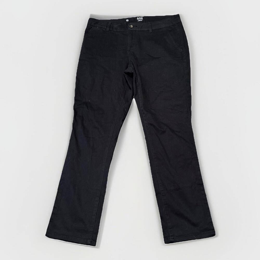 a.n.a. A New Approach Woman’s Size 10 Slim Straight Leg Black Pants 34x28 - Picture 1 of 6